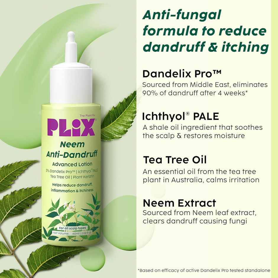 Plix The Plant Fix Neem Anti-Dandruff Advanced Lotion | Reduces Dandruff | Itchy Scalp