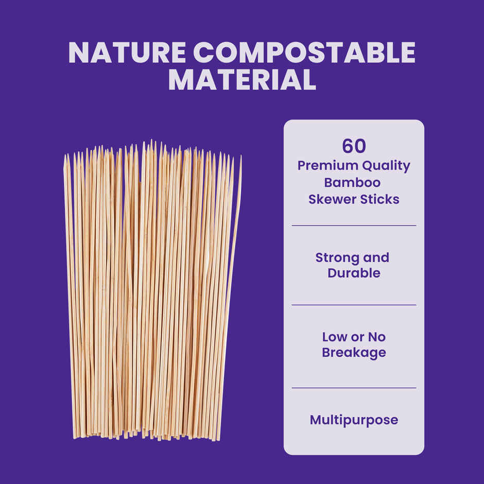 BAY6 Bamboo Skewer Stick - Pack of 60