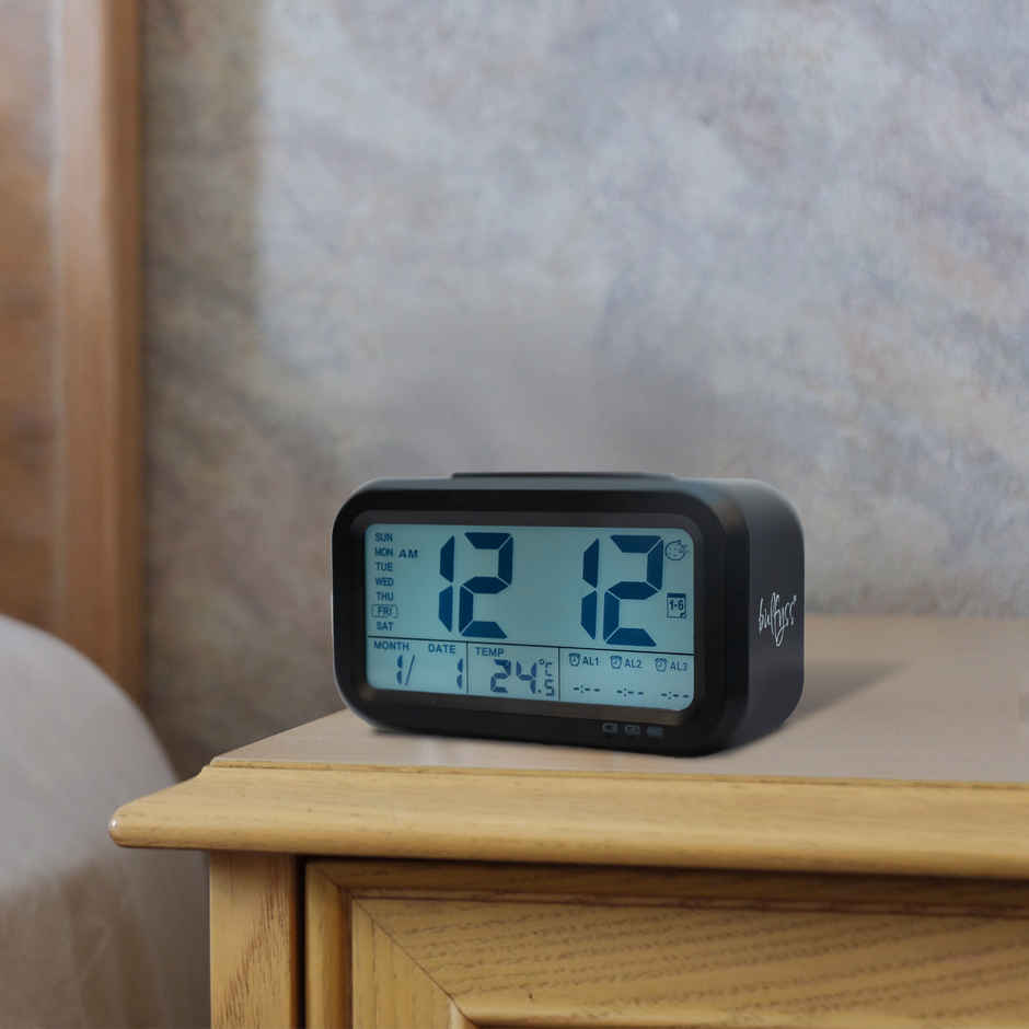 Urbanfix Bulfyss USB Rechargeable Digital Alarm Clock, Date, Temperature, Backlight LCD Display