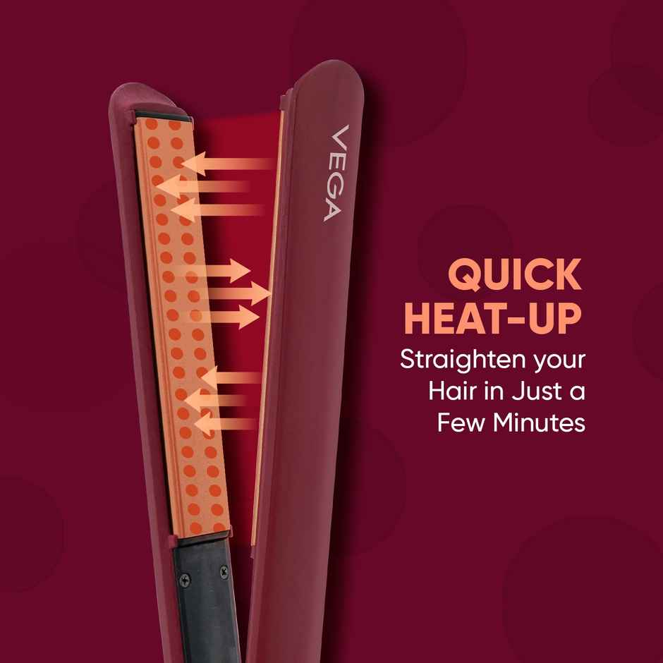 Vega SleekOn Hair Straightener for Women with 230 Degree Celsius Heating Temperature | VHSH-44