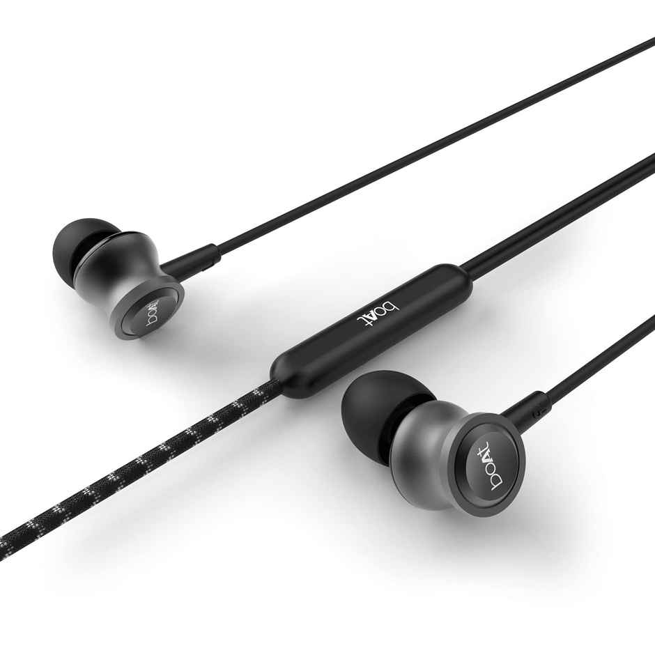 boAt Bassheads 152 Wired Earphones with Super Extra Bass, In-Line Remote & Mic (Active Black)