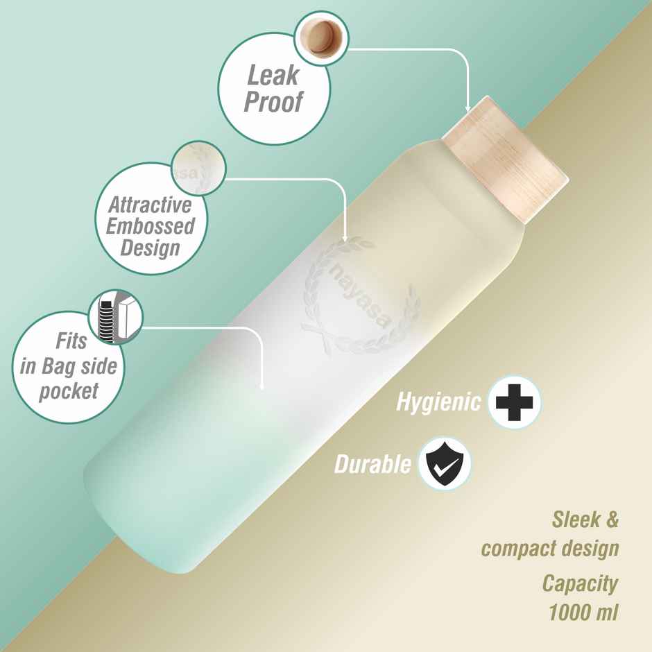 Nayasa Halo Bottle BPA-free & Eco | Friendly | Elegant Matte Finish Water Bottle | Green | 1 L