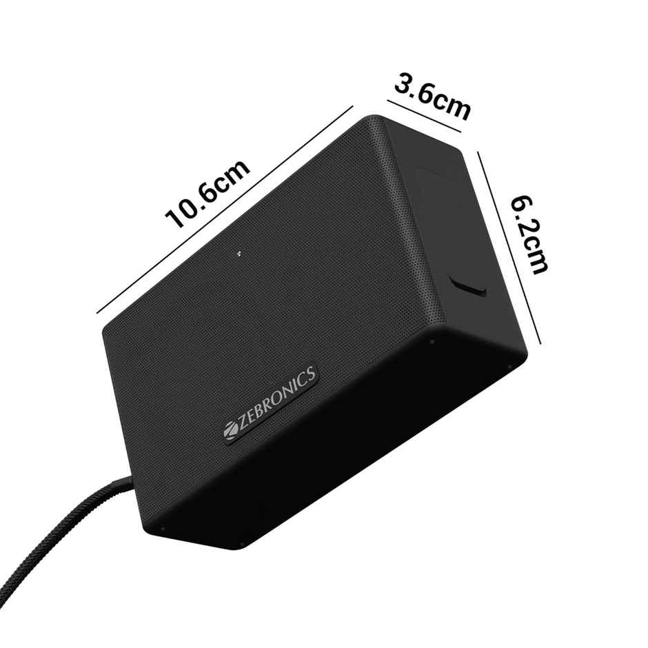 Zebronics Sonic Pod S | BT Speaker (BTv5.3) | 8W | 12h* Backup | Passive Radiator | Black