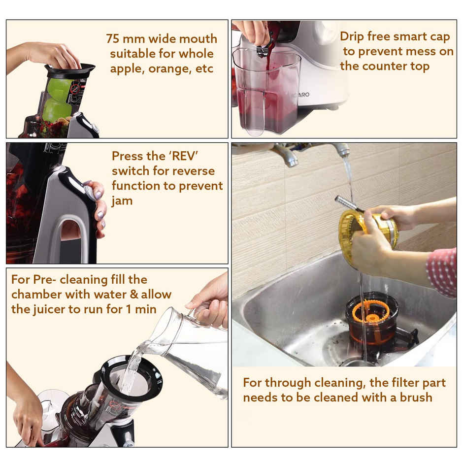 Agaro Imperial Slow Juicer, Professional Cold Press Whole Slow Juicer, 240W, 100% Copper Motor