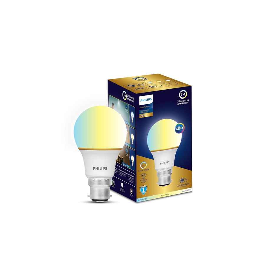 Philips Led Scene Switch 9W 850Lm Ww Nw Cw Gs | B22 Base Holder Combo 
