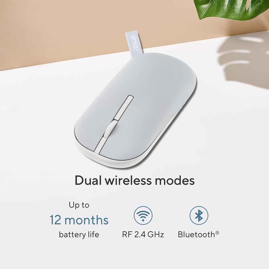 Asus Marshmallow Md100 Mouse | Silent Button Up To 1600 Dpi Dual-Mode Connection - Grey