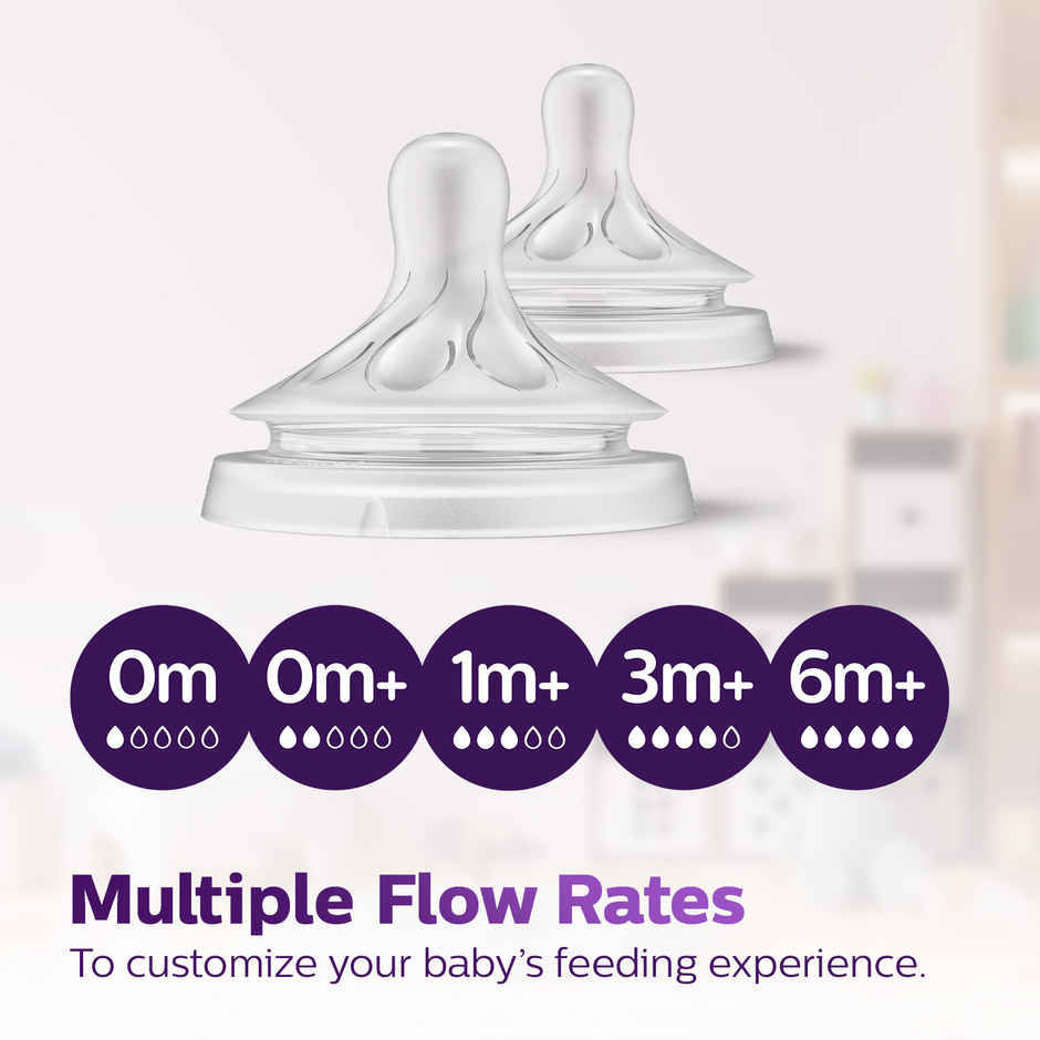 Philips Avent Natural Response Bottle Teat | Flow 3 | 1m+ | Pack of 2 | SCY963/02
