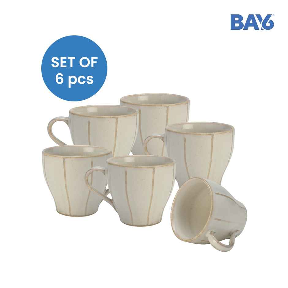 BAY6 Porcelain Line Cup 230 ml Reactive - 6 Pcs Set - Opaque Antique