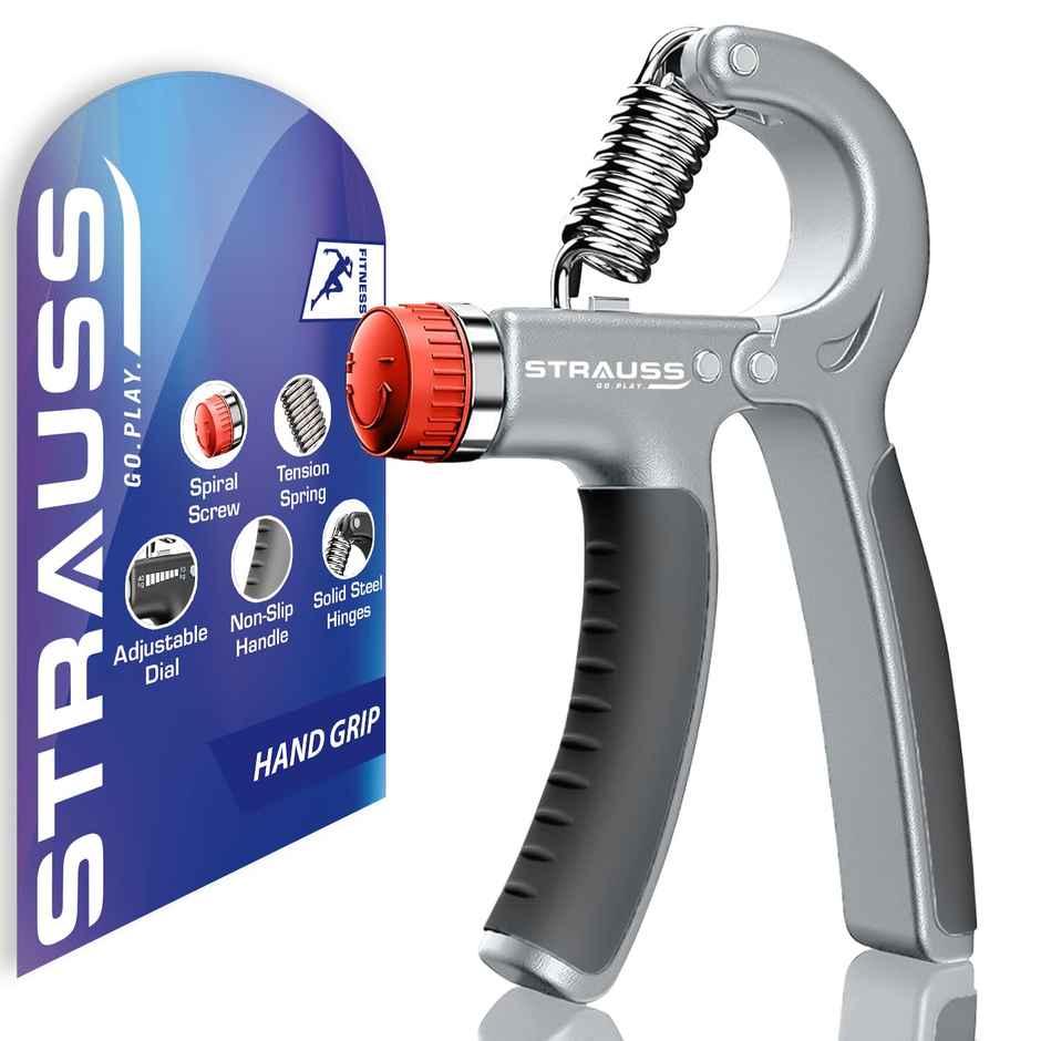 Strauss Adjustable Hand Grip Strengthener, (Black/Grey)