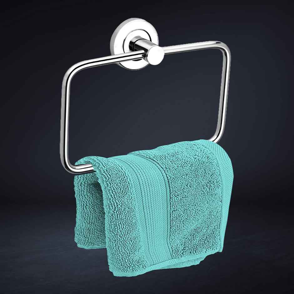 Plantex Rectangular Stainless Steel Towel Ring for Bathroom and Wash Basin - Chrome Finish
