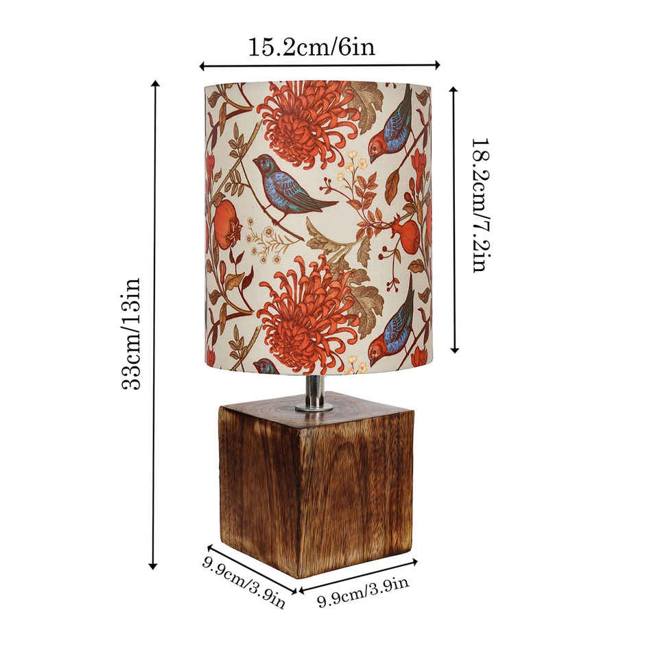 Homesake Modern Zen Wooden Lamp | Antique Base E27 Cube Bird Cylinder Nightstand Lamp | Brown