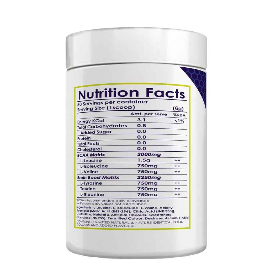 Muscle Asylum Bcaa - With Brain Boosters -Finely Micronized Vegan, Recovery, Memory Orange Mango