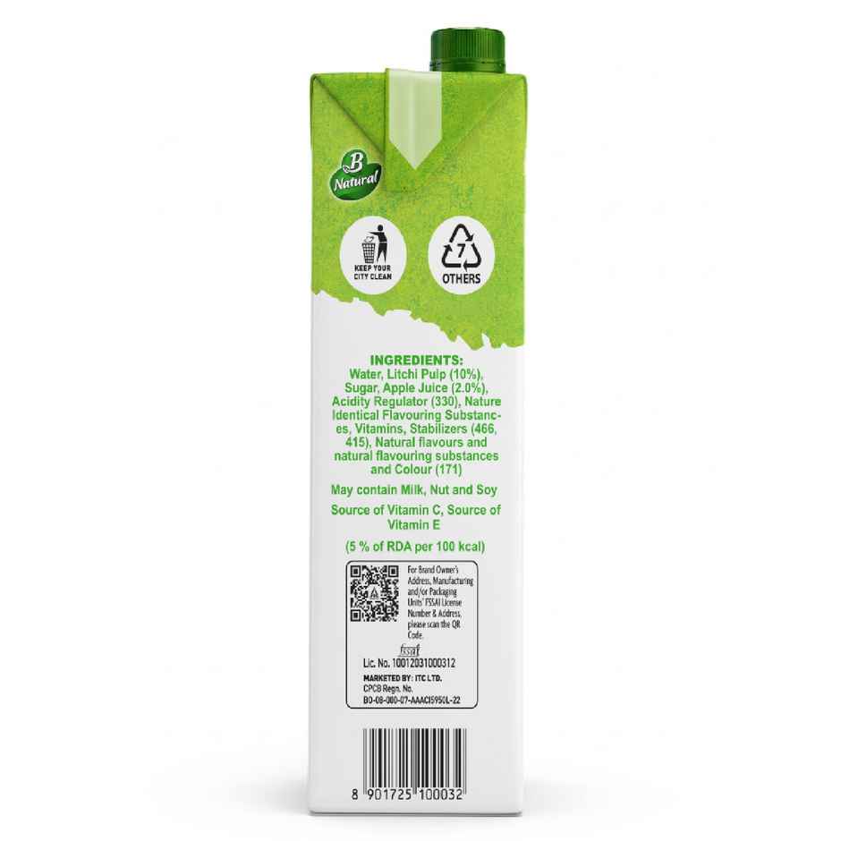B Natural Litchi Juice, Vitamin C & E