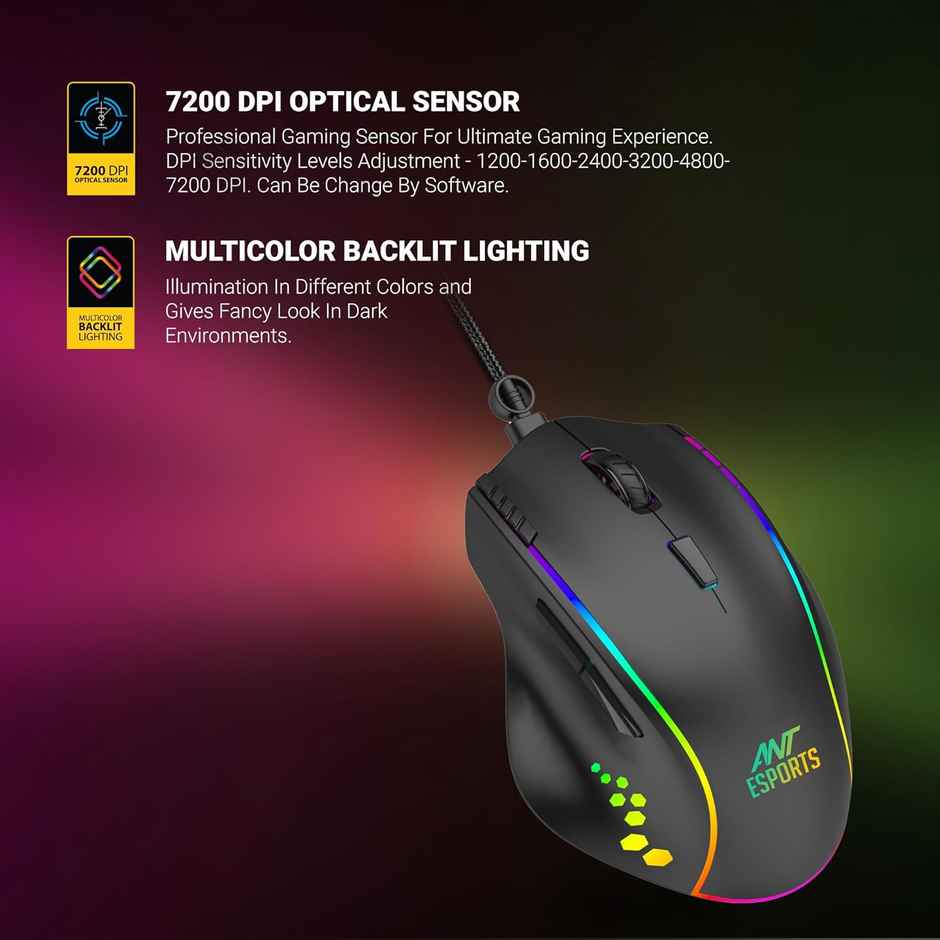 Ant Esports Usb Gm600 Rgb Wired Programmable Gaming Mouse