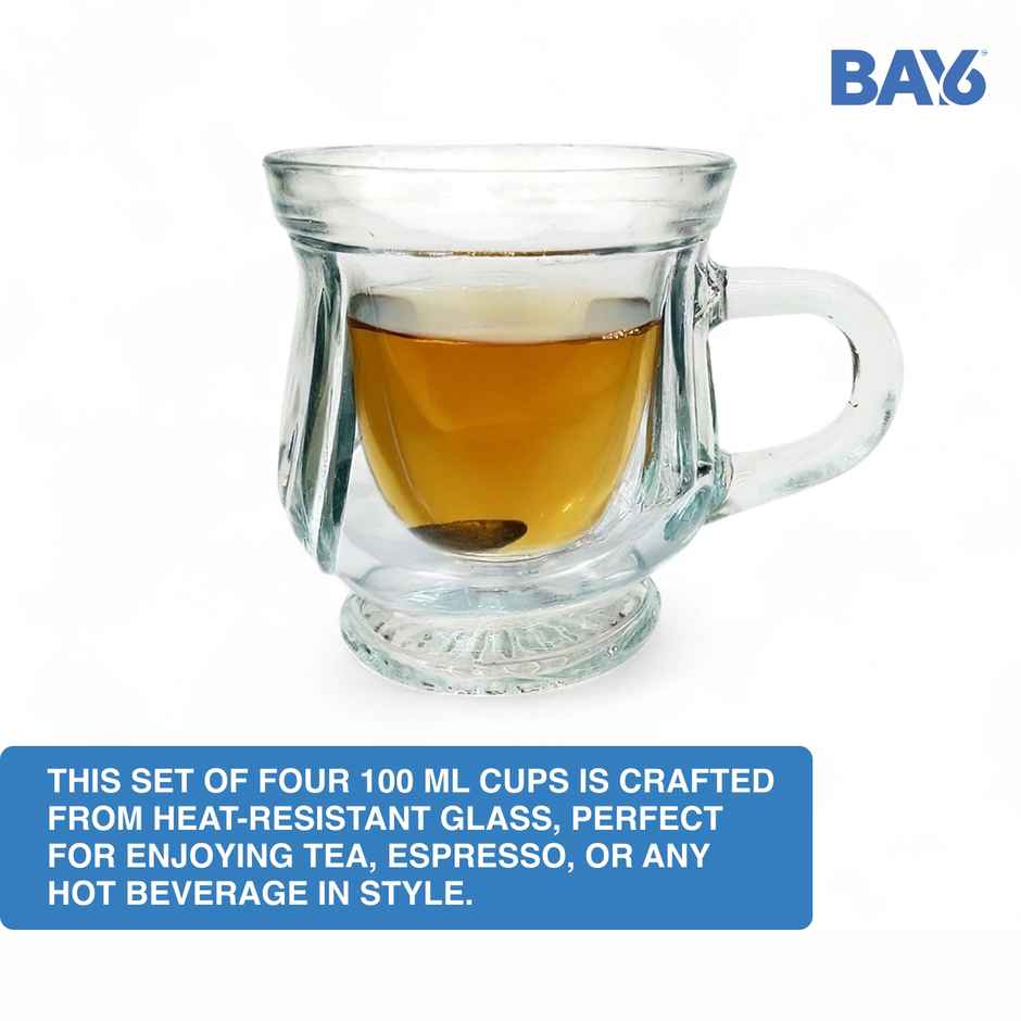 BAY6 Glass Tea Cup 100 ml - (4pc)