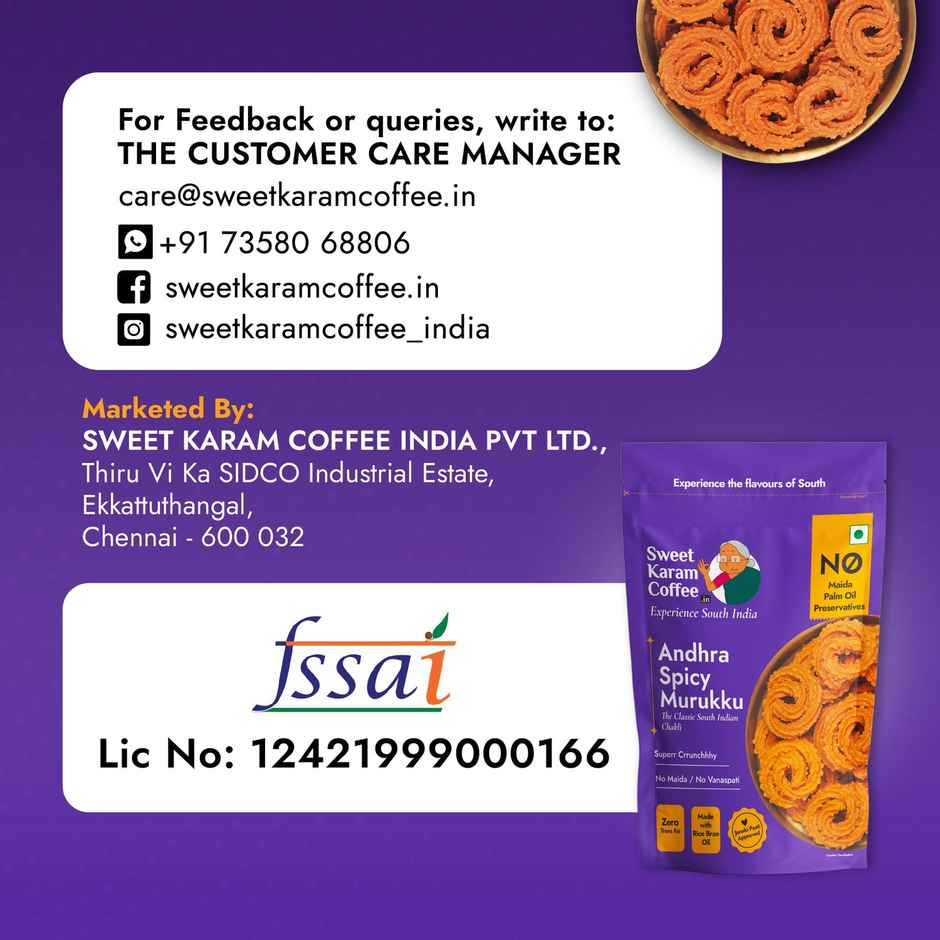 Sweet Karam Coffee Andhra Spicy Murukku Namkeen Snacks Combo   