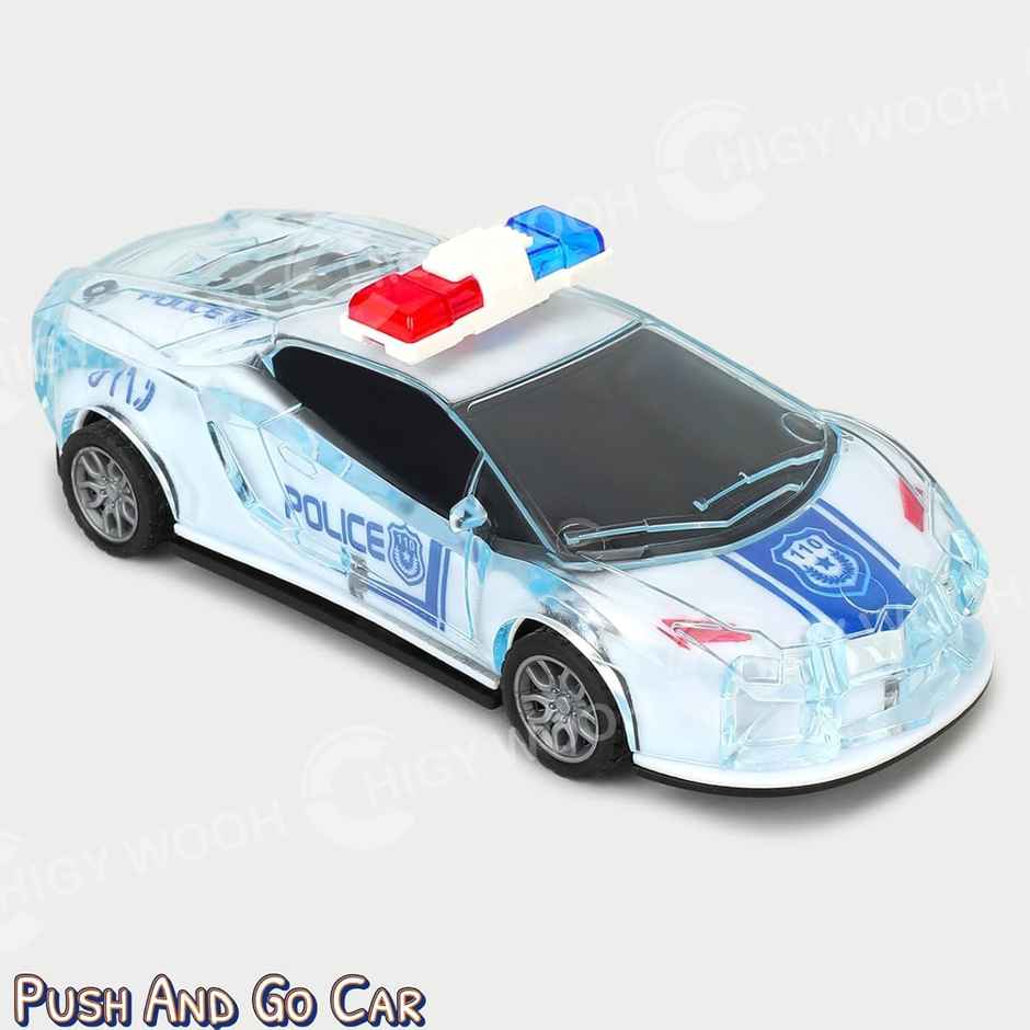 Chigy Wooh Police Car with Lights, Push & Go Powered, Siren Sound Vehicle for Kids
