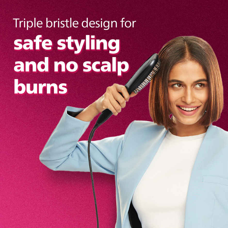 Philips Hair Straightener Brush|Naturally Straight Hair in 5 Min|Thermoprotect Technology BHH880/00