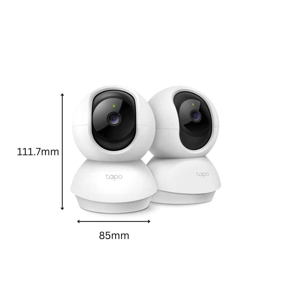 TP-Link Tapo C210P2 360Degree 3MP 2K 2304 Full HD 1296P Video Pan/Tilt Smart Wi-Fi Security Camera | Alexa Enabled | 2-Way Audio| Night Vision| Motion Detection | Indoor CCTV | Pack of 2 - White