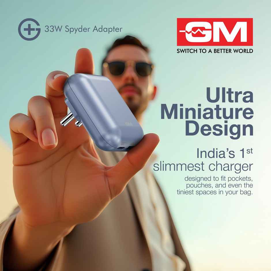 GM G Plus 33W Spyder GaN Charger with Dual Port Fast Charging | Grey