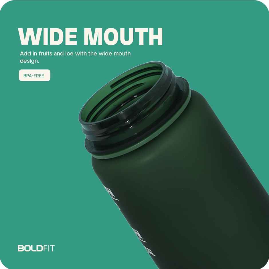 Boldfit Sipper Water Bottle Motivational 1L Hunter Green