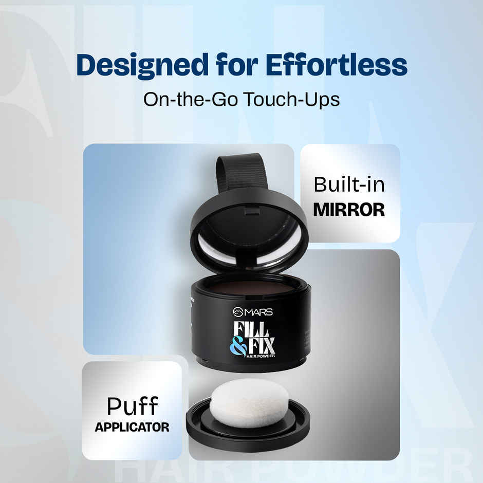 Mars Cosmetics Fill & Fix Hair Powder with Mirror & Puff | Black