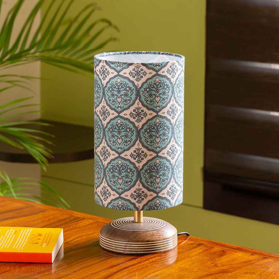 ExclusiveLane Paisley-Carved Table Lamp In Mango Wood | 35.6 cm