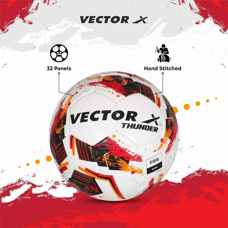Vector X Thunder FIFA Basic Football | White Red | Size - 5