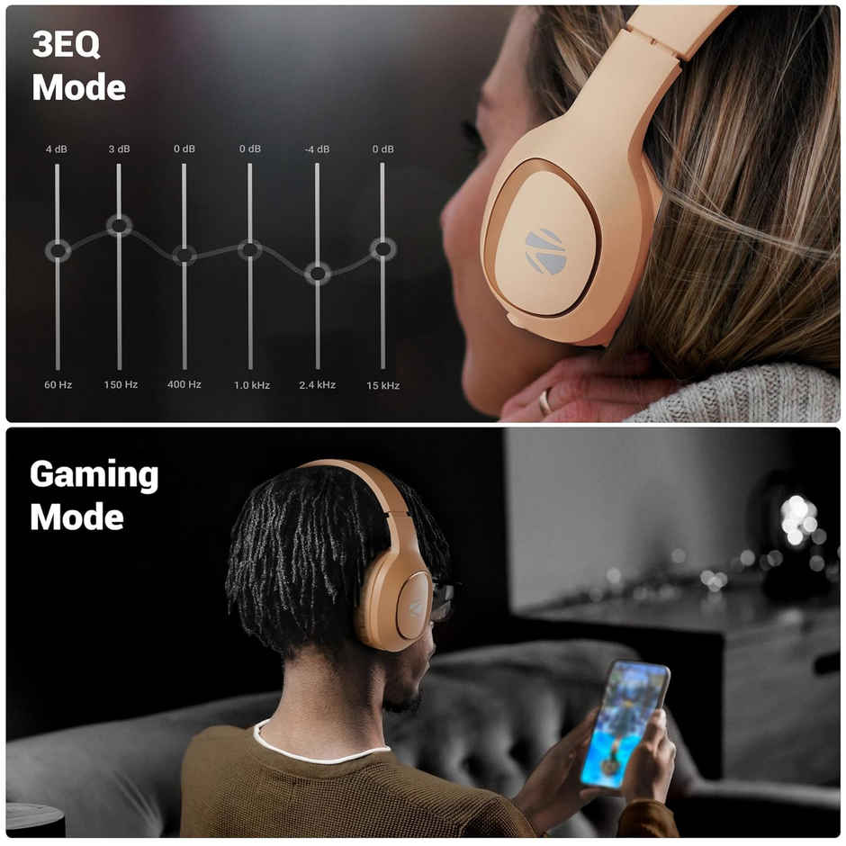 Zebronics Thunder Neo Wireless Over-Ear Headphone, 60 Hr Backup, Bt 5.4, Gaming, Deep Bass, Orange