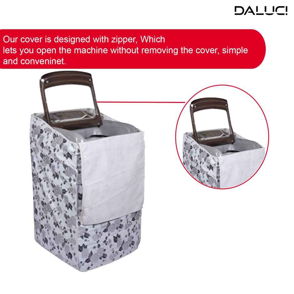 Daluci Top Load Washing Machine Cover - Samsung - 6.5-7.5 kg | Half White & Grey | 55 x 55 x 92 cm