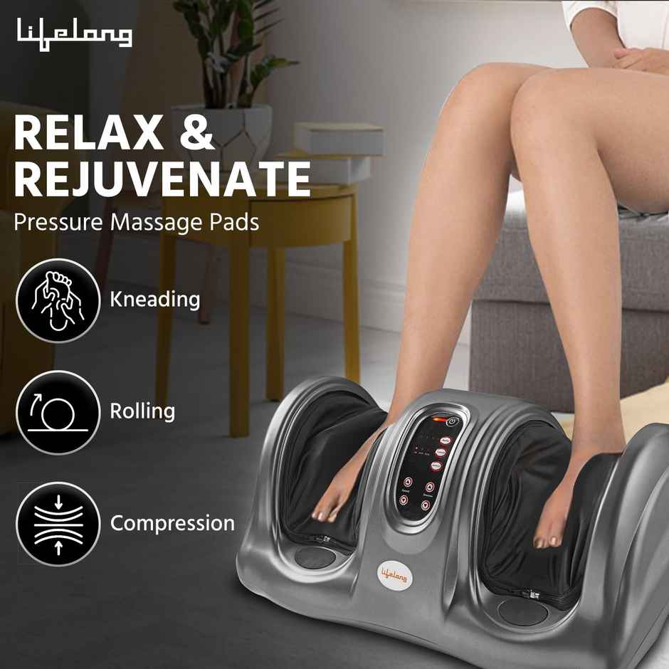 Lifelong Foot Massager Machine for PainRelief with Kneading function|Calf Massager (Grey,LLM360)