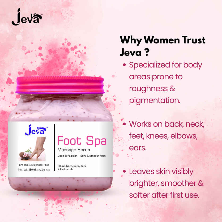 Jeva Foot Spa & Multi-Area Exfoliating Scrub | Intensive Care for Rough Skin on Feet, Knees, Neck