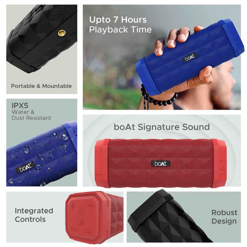 boAt Stone 650 BT Speaker w/ 10W Sound, 7H Playtime, IPX5 & Integrated Controls (Charcoal Black)