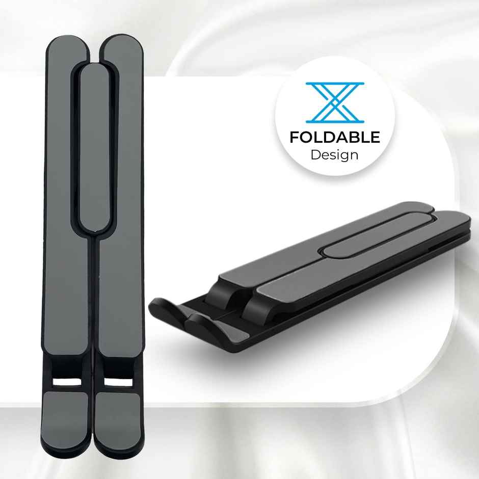 Zebronics -NS1000 Laptop Stand Featuring Foldable Design, Anti-Slip Silicone Rubber Pads, Supports Maximum of 5kgs Weight, 6 Adjustable Levels - Black