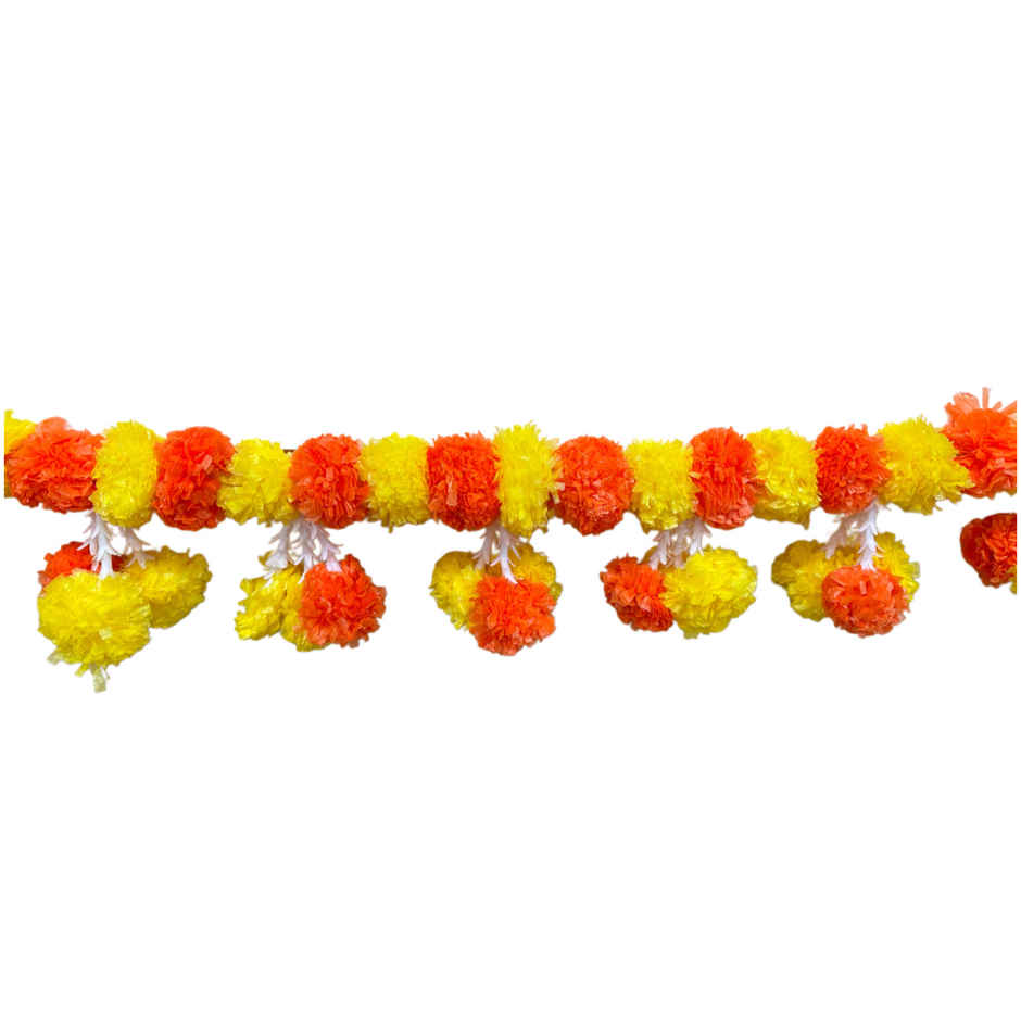 Traditional Marigold Flower Design Toran For Door | Yellow & Orange | One Size | DiaCraft