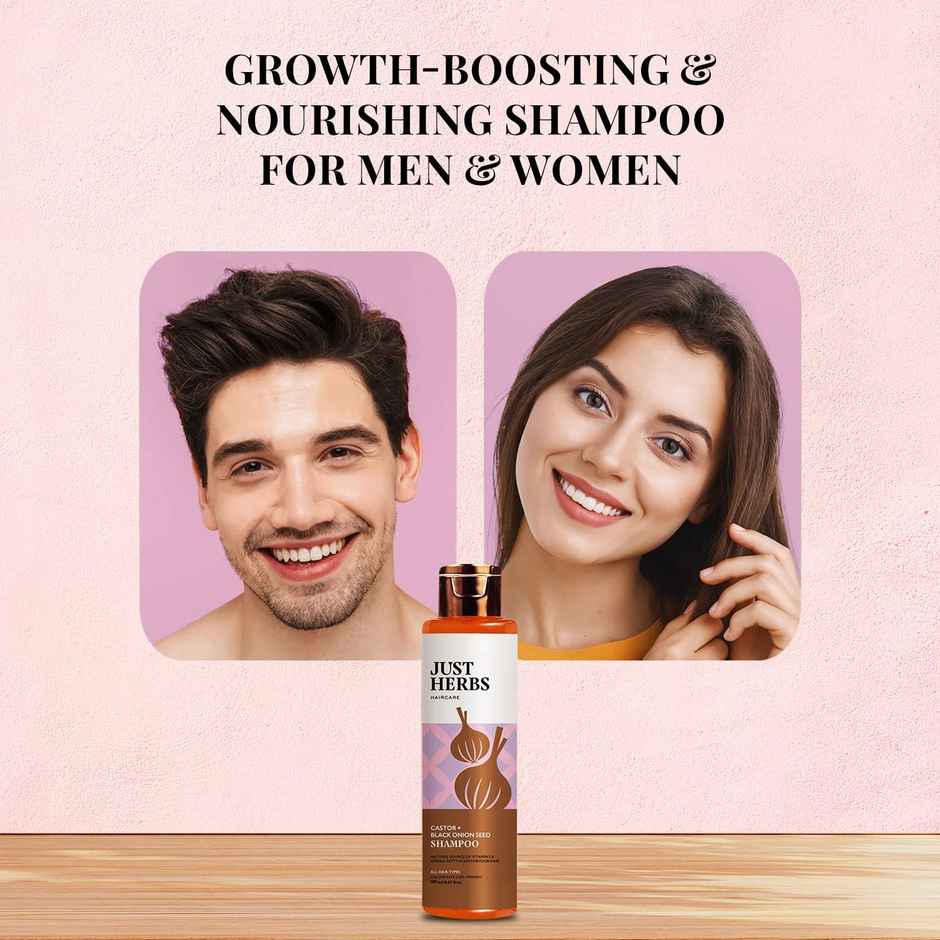Just Herbs Castor & Black Onion Seed Shampoo For Men And Women