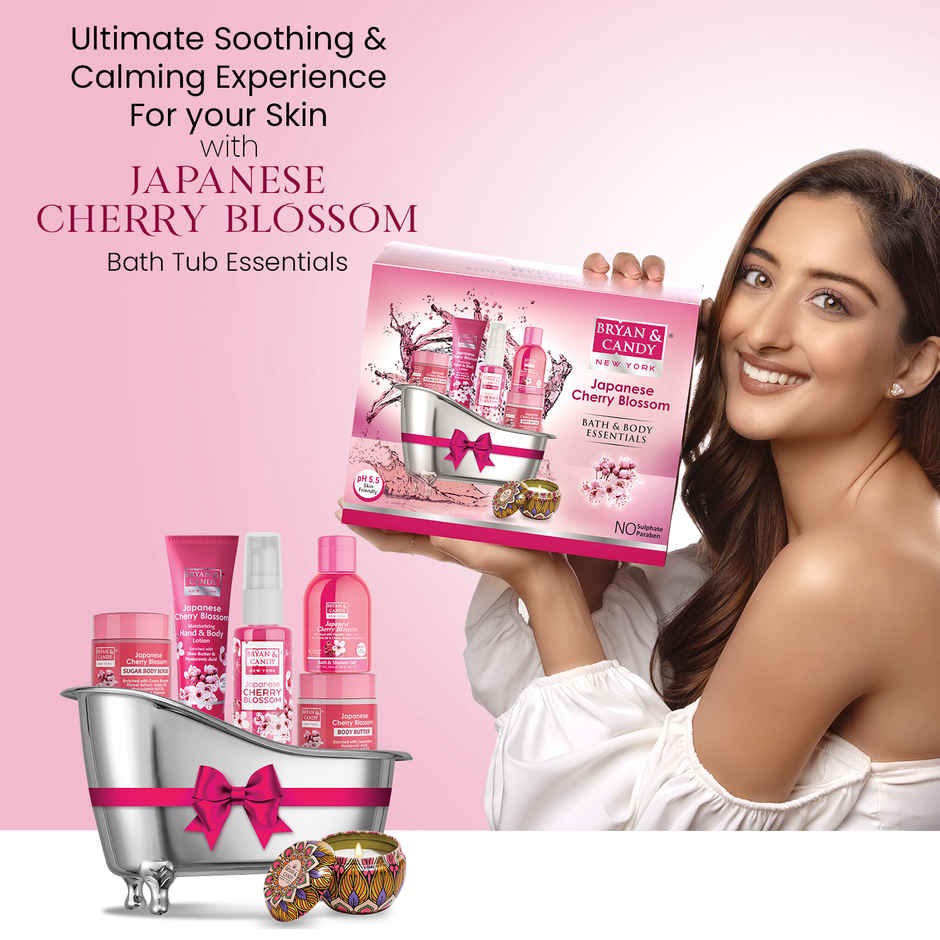 Bryan & Candy Japanese Cherry Blossom Bath Tub Essentials Gift Set