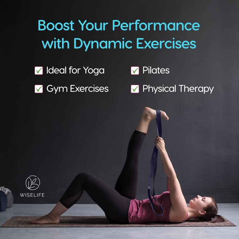 Wiselife 8ft Yoga Belt- Navy Blue