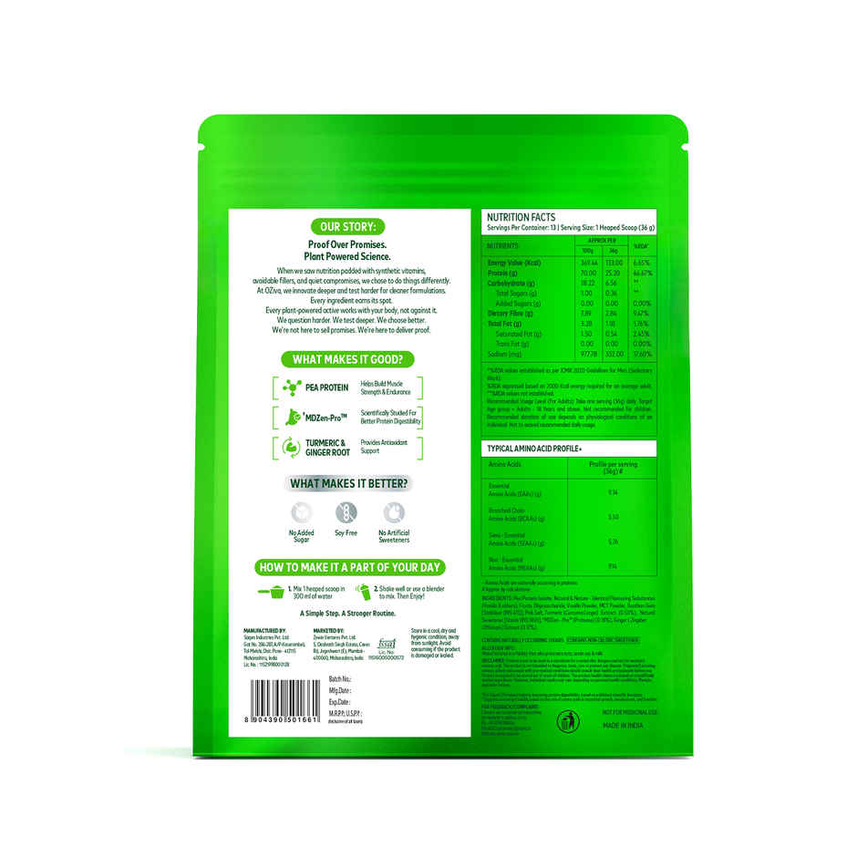 Oziva Bioactive Plant Protein Powder , 25g Protein | 5.5g Bcaa | Sugar Free - Malabar Vanilla