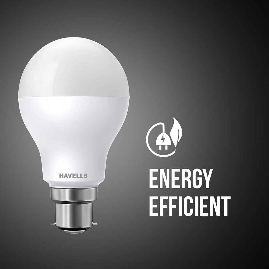 Havells 9W LED B22D Bulb, Upto 4KV Surge Protection, B22 Base Holder - Warm White (Yellowish)