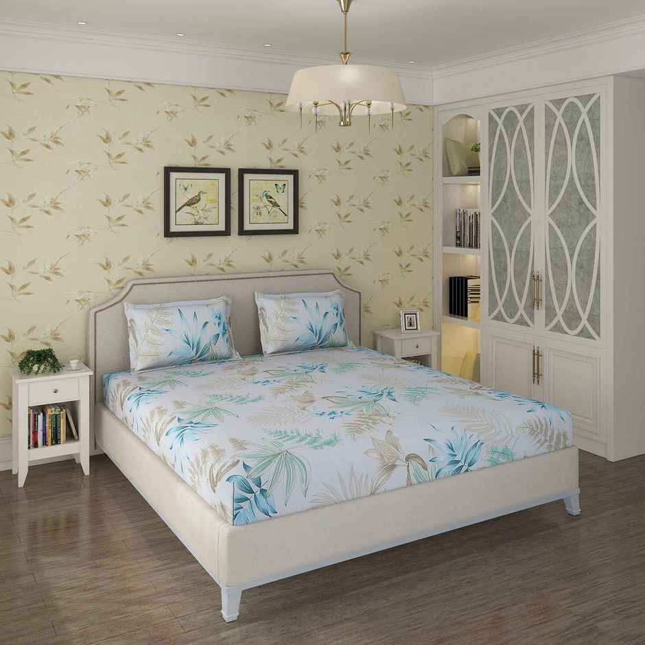 Status King Size Double Microfibre Floral Bedsheet | White | 87 x 94 in