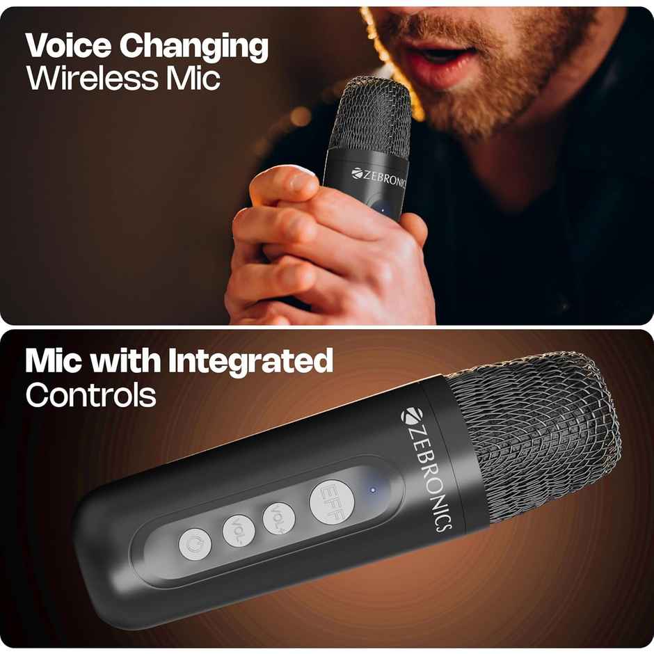 Zebronics Sound Feast 110 14W Bt Speaker, 10.16Cm Driver, Usb/Msd/Aux, Splash-Proof, Rgb, Mic