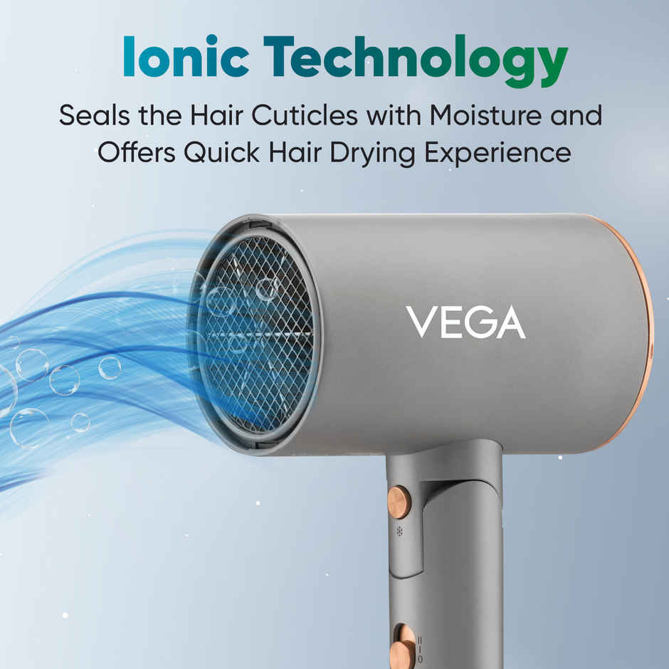 Vega Ionic 1200-1400W Hair Dryer with Cool Shot Button, 2 Heat/Speed Setting, (VHDH-28)