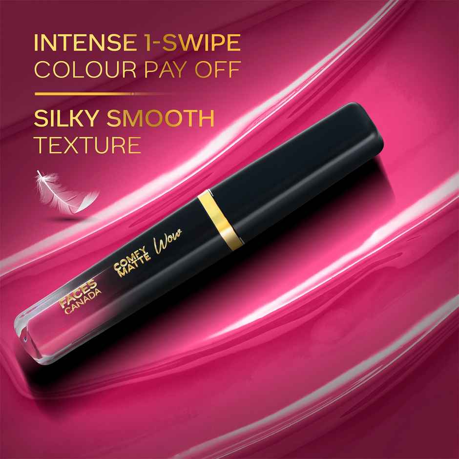 Faces Canada Comfy Matte Wow Liquid Lipstick | Fuschia Fun 06, One Swipe Application