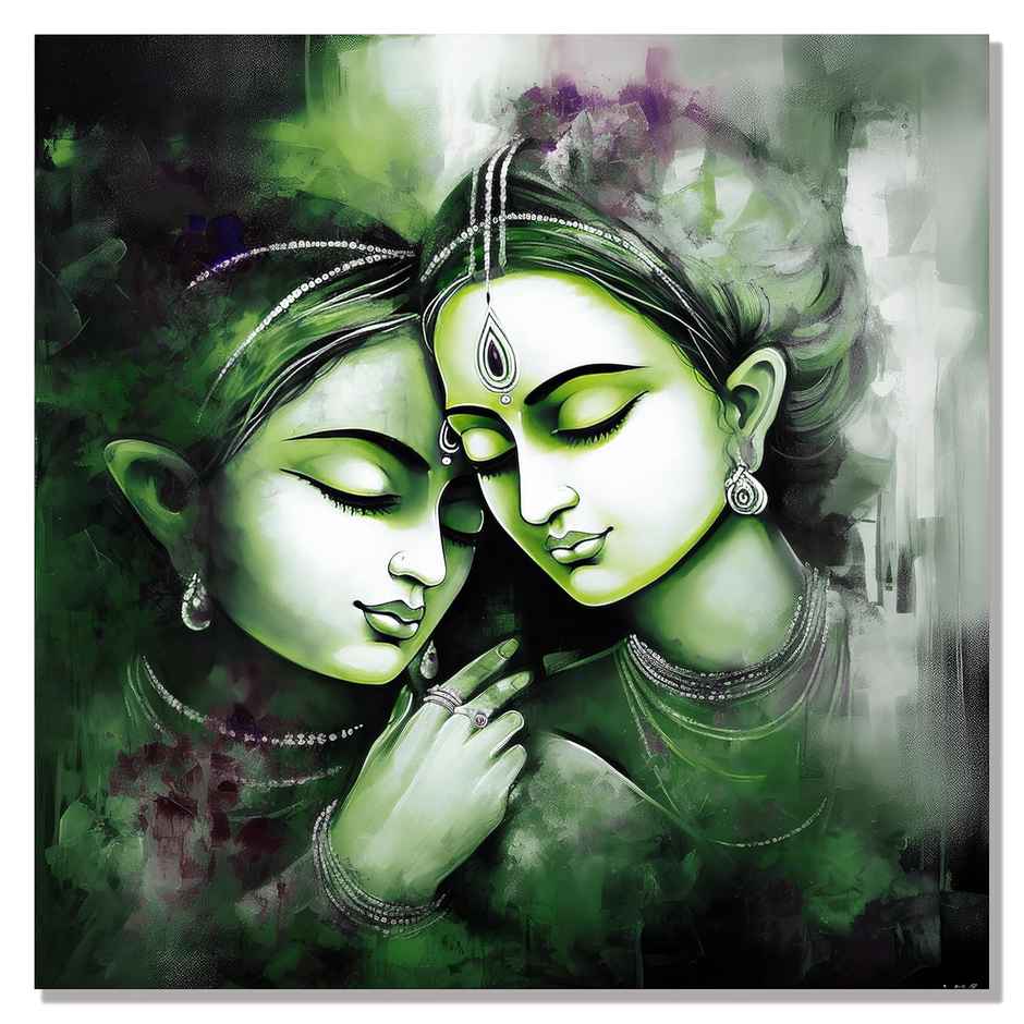 Indianara Radha Krishna Canvas Painting for wall decoration | 20 x 20 inch - 10414
