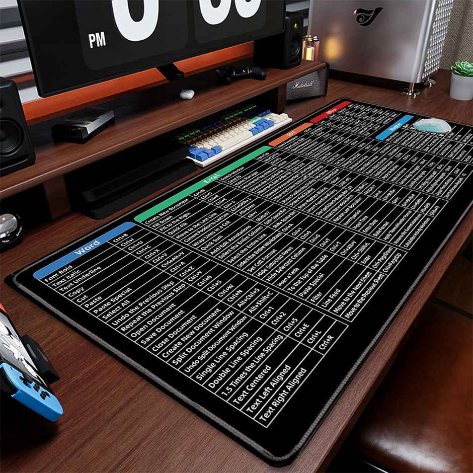Striff Windows & Office Keyboard Shortcuts Desk Mat, Extended Size , Gaming Mouse Pad