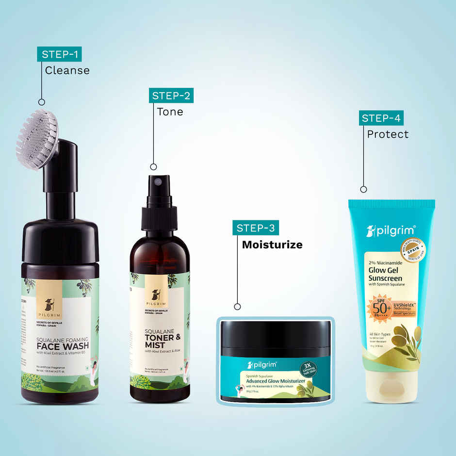 Pilgrim Squalane Glow Moisturizer For Face With Niacinamide & Vitamin C For Glowing Skin