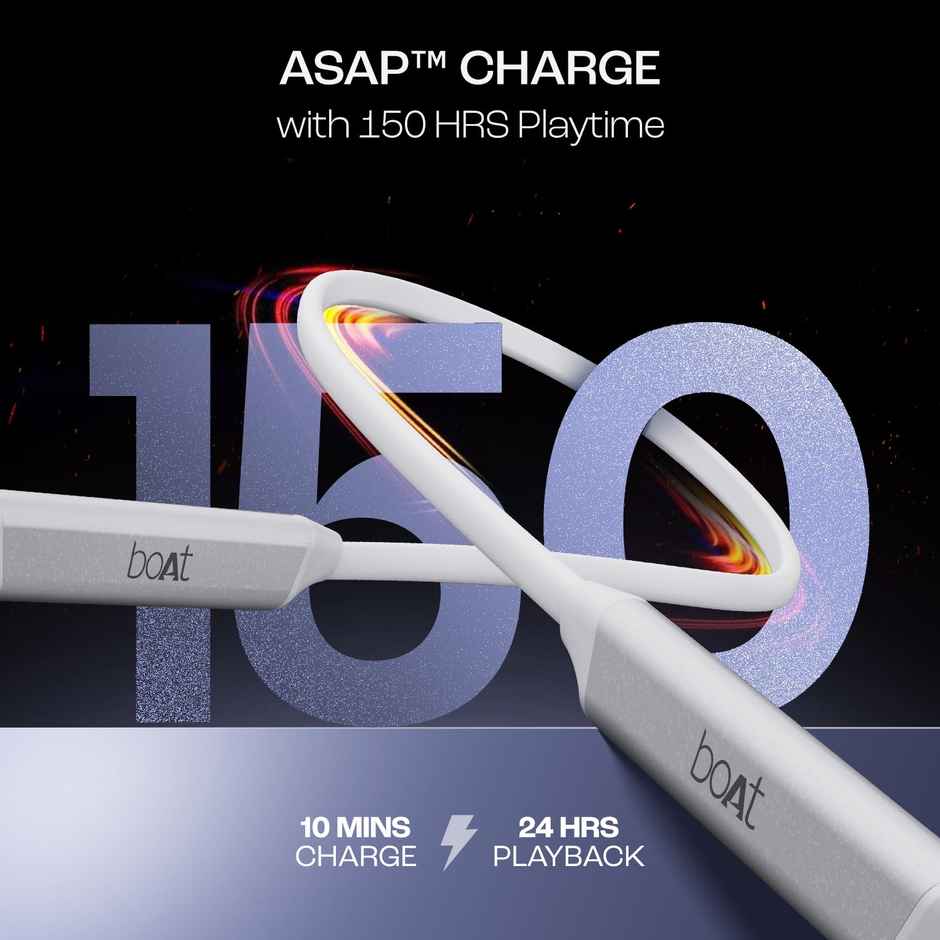 boAt Rockerz Trinity BT Neckband w/ 150H Playtime, Crystal Bionic Sound & ASAP Charge (Kutch White)