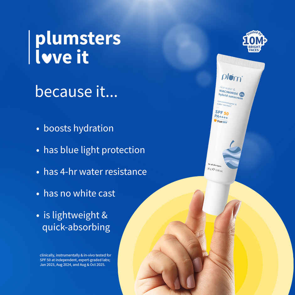 Plum 2% Niacinamide Sunscreen and Rice Water SPF 50 PA++++ Sunscreen