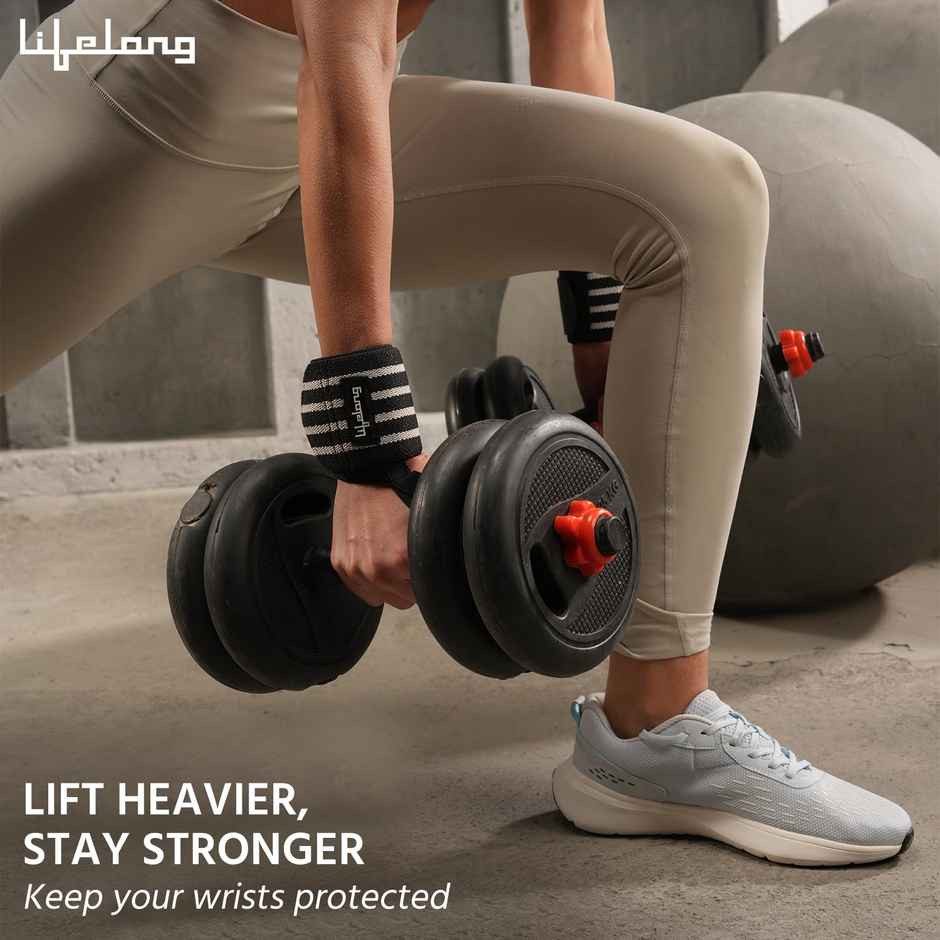 Lifelong Wrist Supporter Gym Workout Band | Grey and Black